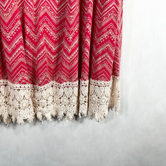 Adara Plus Size 3X Top Tunic Pink Tan Elastic Neck Crochet Lace Trim Stretch 737 - Picture 5 of 10